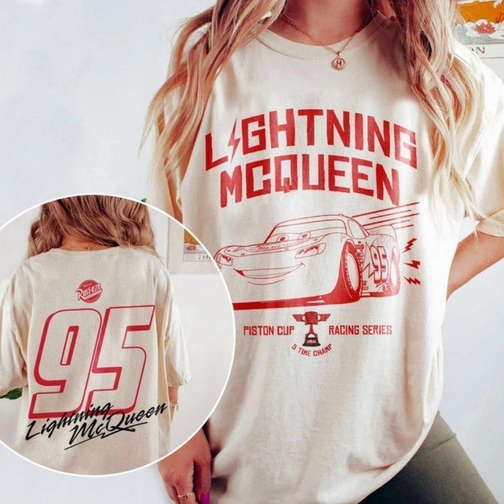 Dsney Cars Shirt Light Mcqueen Shirt Car Pixar 2 Sided Shirt